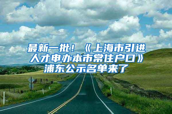 最新一批！《上海市引进人才申办本市常住户口》浦东公示名单来了