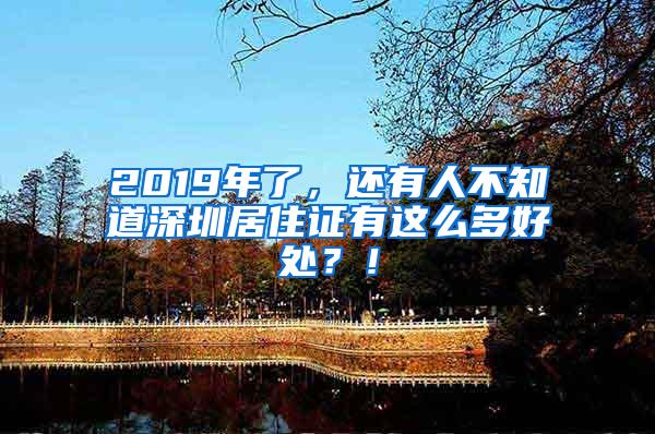 2019年了，还有人不知道深圳居住证有这么多好处？！