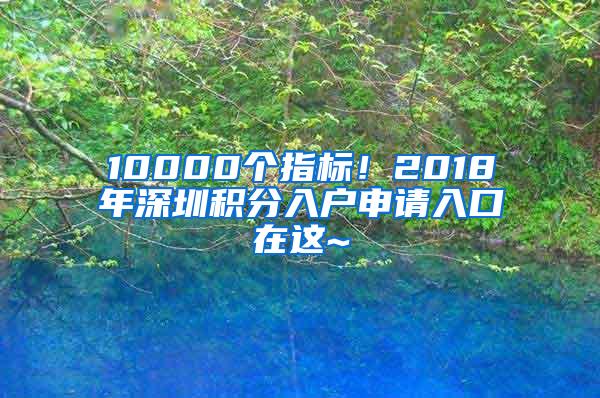 10000个指标！2018年深圳积分入户申请入口在这~
