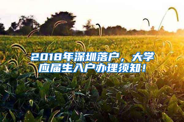 2018年深圳落户，大学应届生入户办理须知！