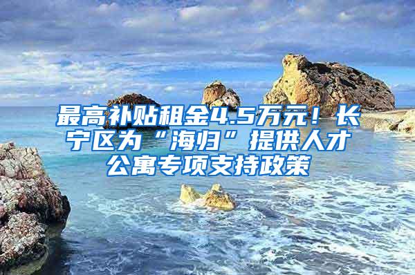 最高补贴租金4.5万元！长宁区为“海归”提供人才公寓专项支持政策