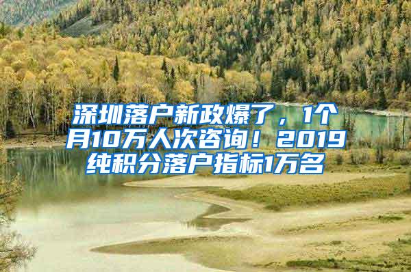 深圳落户新政爆了，1个月10万人次咨询！2019纯积分落户指标1万名