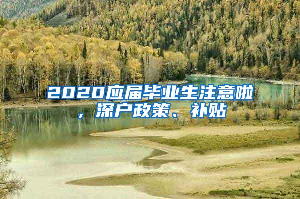 2020应届毕业生注意啦，深户政策、补贴