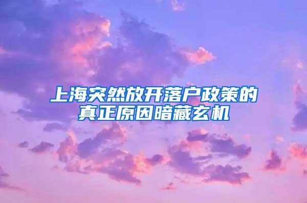 上海突然放开落户政策的真正原因暗藏玄机