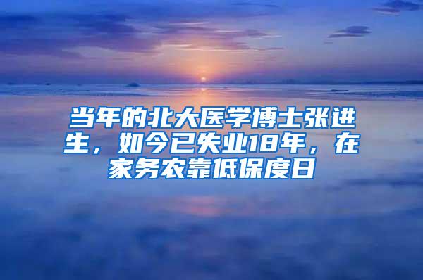 当年的北大医学博士张进生，如今已失业18年，在家务农靠低保度日