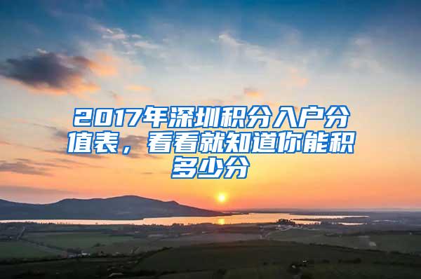 2017年深圳积分入户分值表，看看就知道你能积多少分