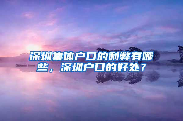 深圳集体户口的利弊有哪些，深圳户口的好处？