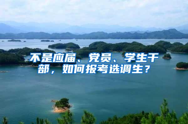 不是应届、党员、学生干部，如何报考选调生？
