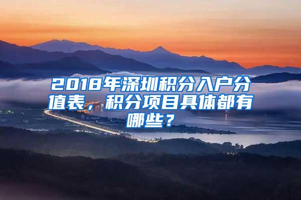 2018年深圳积分入户分值表，积分项目具体都有哪些？