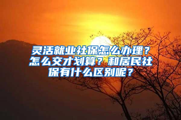 灵活就业社保怎么办理？怎么交才划算？和居民社保有什么区别呢？