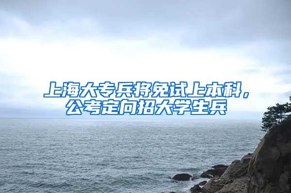 上海大专兵将免试上本科，公考定向招大学生兵