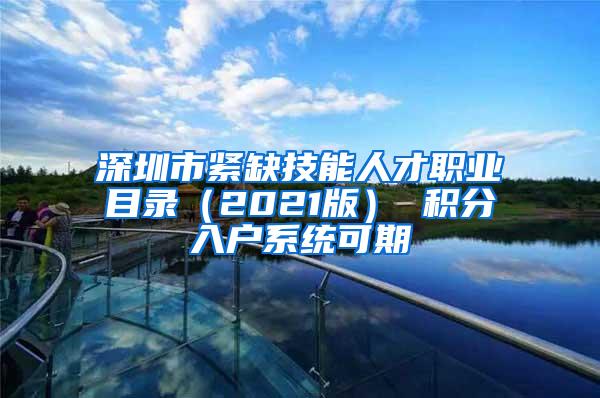 深圳市紧缺技能人才职业目录（2021版） 积分入户系统可期