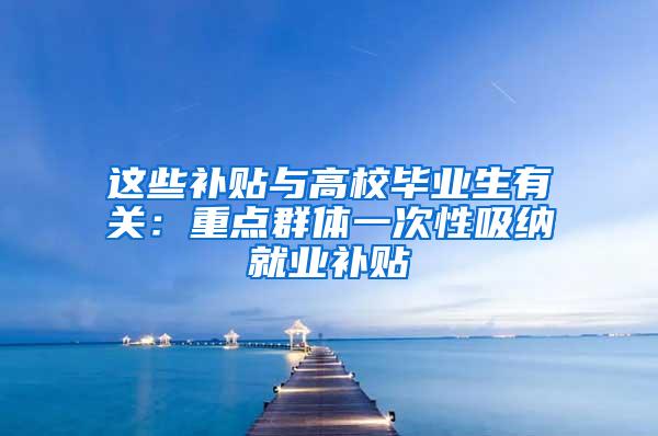 这些补贴与高校毕业生有关：重点群体一次性吸纳就业补贴