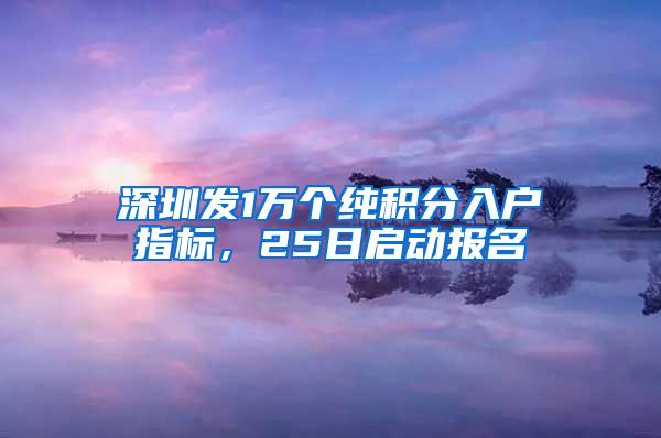 深圳发1万个纯积分入户指标，25日启动报名
