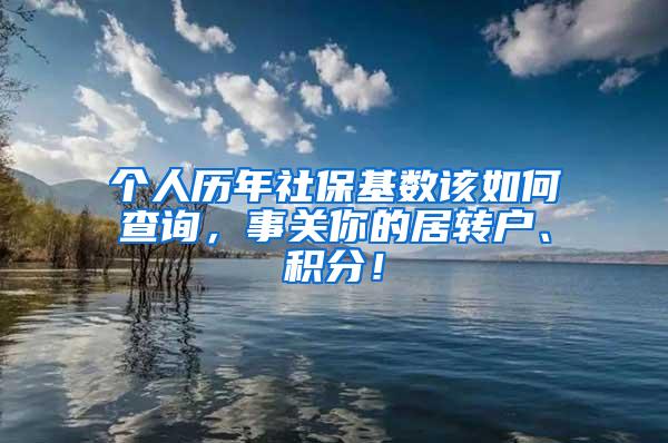 个人历年社保基数该如何查询，事关你的居转户、积分！