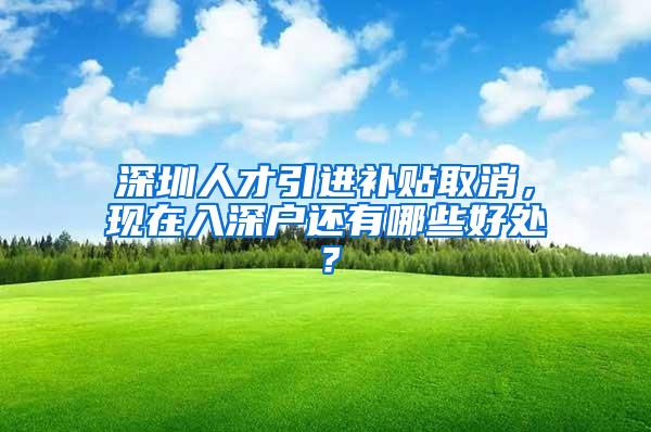 深圳人才引进补贴取消，现在入深户还有哪些好处？