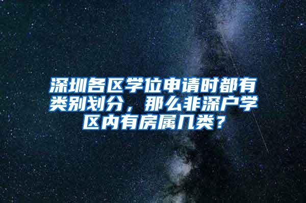 深圳各区学位申请时都有类别划分，那么非深户学区内有房属几类？