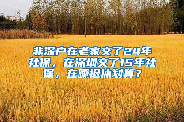 非深户在老家交了24年社保，在深圳交了15年社保，在哪退休划算？