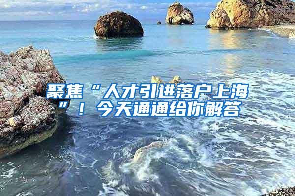 聚焦“人才引进落户上海”！今天通通给你解答