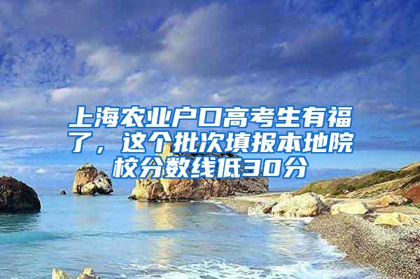 上海农业户口高考生有福了，这个批次填报本地院校分数线低30分