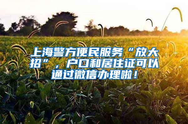 上海警方便民服务“放大招”，户口和居住证可以通过微信办理啦！