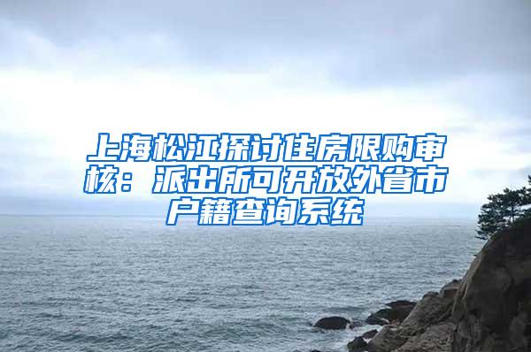 上海松江探讨住房限购审核：派出所可开放外省市户籍查询系统