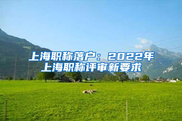 上海职称落户：2022年上海职称评审新要求