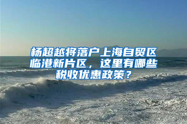 杨超越将落户上海自贸区临港新片区，这里有哪些税收优惠政策？