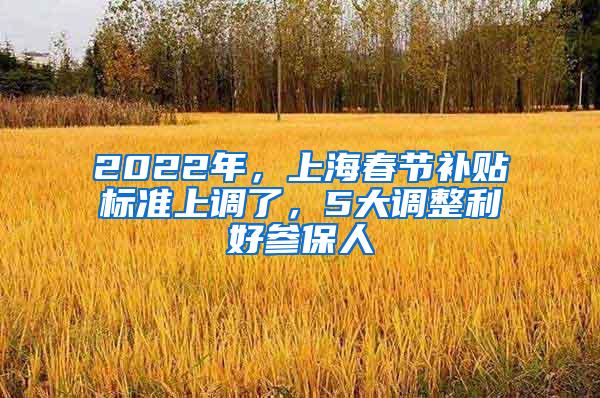 2022年，上海春节补贴标准上调了，5大调整利好参保人