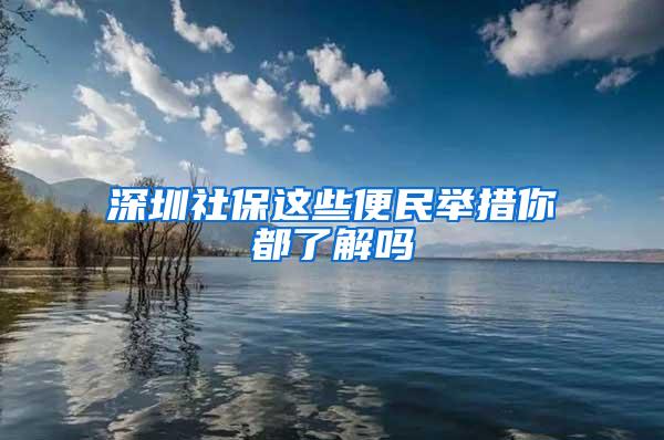 深圳社保这些便民举措你都了解吗