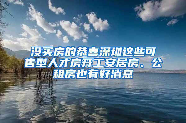 没买房的恭喜深圳这些可售型人才房开工安居房、公租房也有好消息