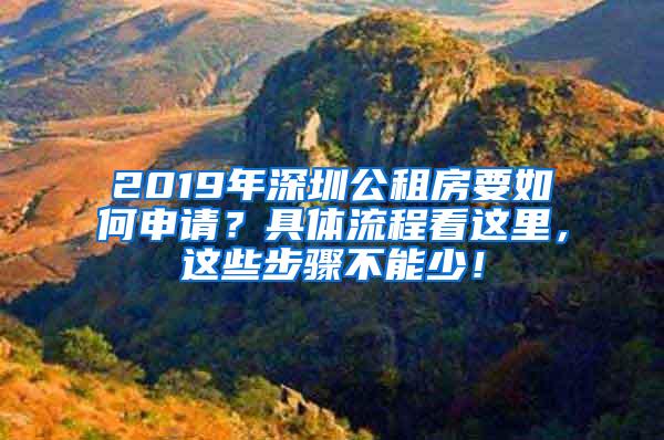 2019年深圳公租房要如何申请？具体流程看这里，这些步骤不能少！