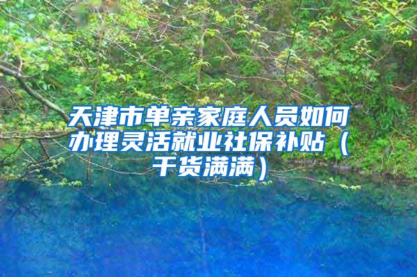 天津市单亲家庭人员如何办理灵活就业社保补贴（干货满满）