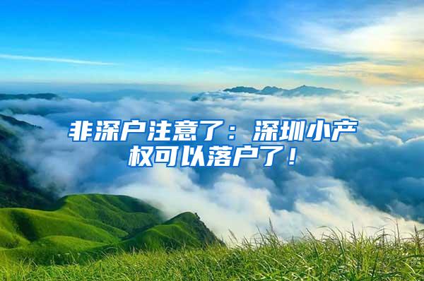 非深户注意了：深圳小产权可以落户了！