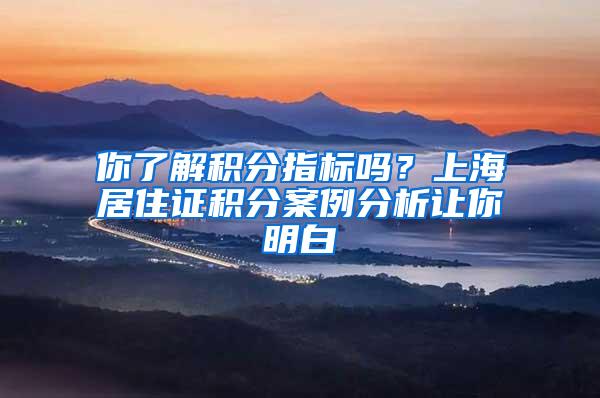 你了解积分指标吗？上海居住证积分案例分析让你明白