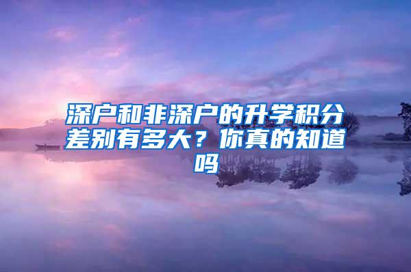 深户和非深户的升学积分差别有多大？你真的知道吗