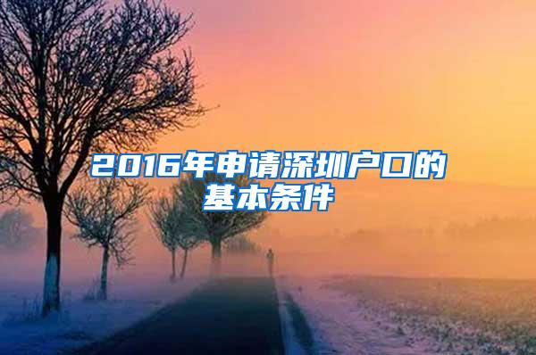 2016年申请深圳户口的基本条件