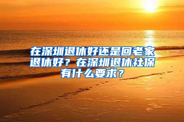 在深圳退休好还是回老家退休好？在深圳退休社保有什么要求？