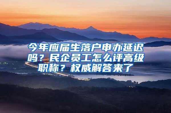 今年应届生落户申办延迟吗？民企员工怎么评高级职称？权威解答来了