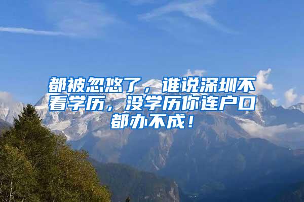 都被忽悠了，谁说深圳不看学历，没学历你连户口都办不成！