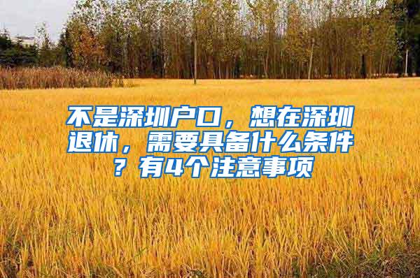 不是深圳户口，想在深圳退休，需要具备什么条件？有4个注意事项