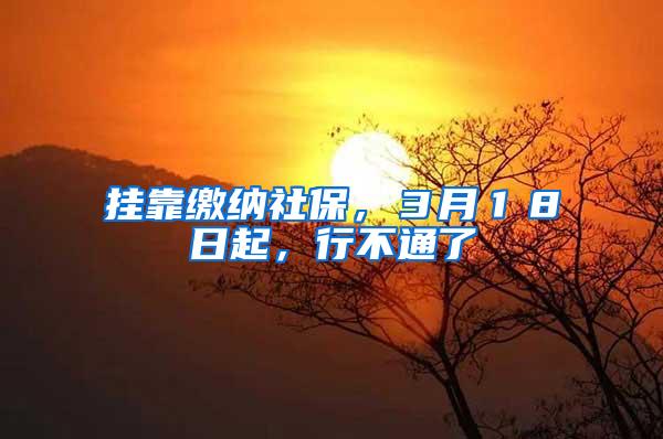 挂靠缴纳社保，３月１８日起，行不通了