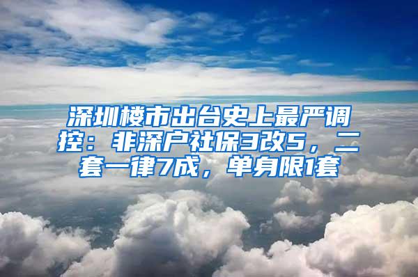 深圳楼市出台史上最严调控：非深户社保3改5，二套一律7成，单身限1套