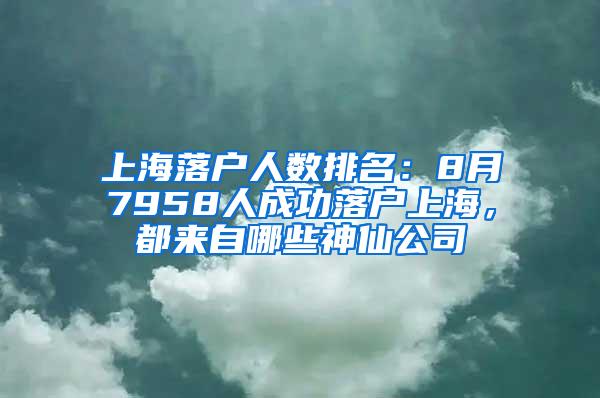 上海落户人数排名：8月7958人成功落户上海，都来自哪些神仙公司