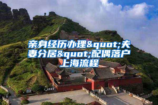亲身经历办理"夫妻分居"配偶落户上海流程
