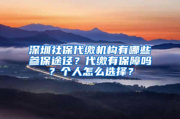 深圳社保代缴机构有哪些参保途径？代缴有保障吗？个人怎么选择？