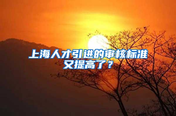 上海人才引进的审核标准又提高了？