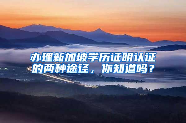 办理新加坡学历证明认证的两种途径，你知道吗？