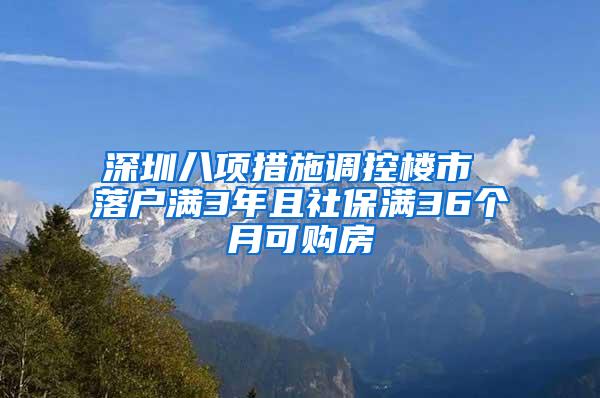 深圳八项措施调控楼市 落户满3年且社保满36个月可购房