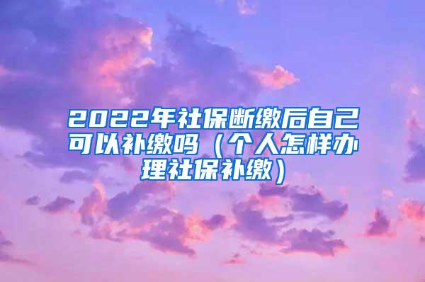 2022年社保断缴后自己可以补缴吗（个人怎样办理社保补缴）